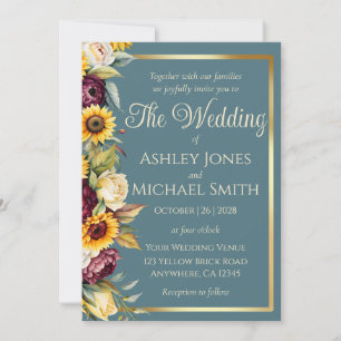 Invitación Boda de la elegancia del país del girasol