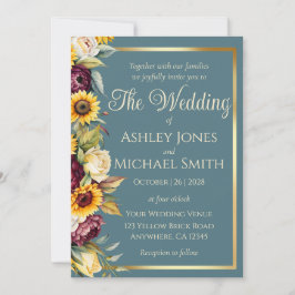 Invitación Boda de la elegancia del país del girasol