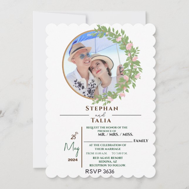 Invitación Boda de la elegancia floral encantada (Anverso)