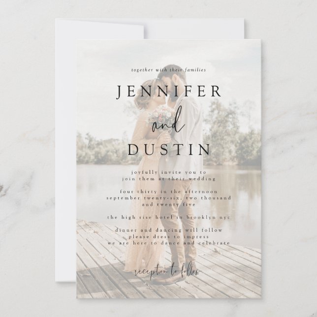 Invitación Boda de la elegancia moderna blanca y negra (Anverso)