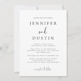 Invitación Boda de la elegancia moderna blanca y negra