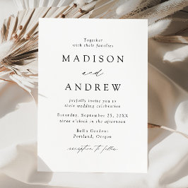 Invitación Boda de la elegancia moderna blanca y negra