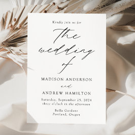 Invitación Boda de la elegancia moderna blanca y negra
