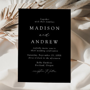 Invitación Boda de la elegancia moderna en blanco y negro