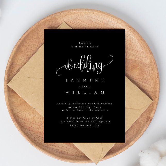 Invitación Boda de la elegancia moderna en blanco y negro (Subido por el creador)