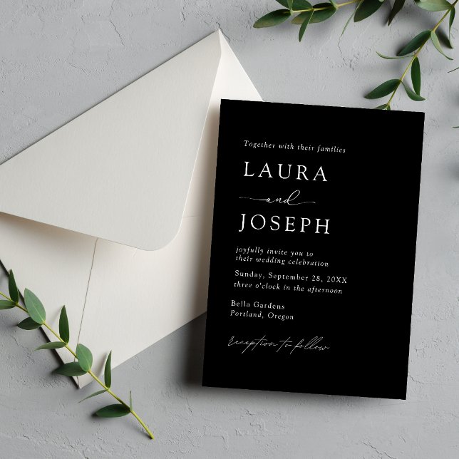 Invitación Boda de la elegancia moderna en blanco y negro (Subido por el creador)