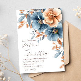 Invitación Boda de la elegante terraza azul del jardín