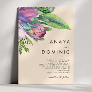 Invitación Boda de la Engranaje Tradicional Floral Tropical C