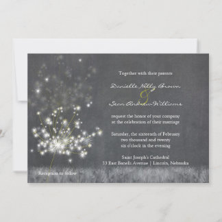 Invitación Boda de la escala de grises de Dandelions Country