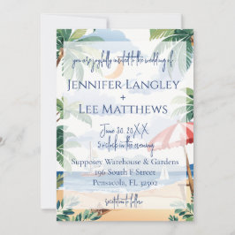 Invitación Boda de la escena acuática de la playa
