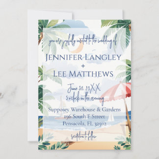Invitación Boda de la escena acuática de la playa