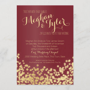 Invitación Boda de la espuma de vino y oro
