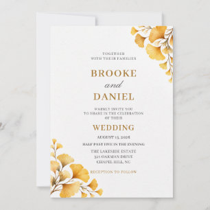 Invitación Boda de la Esquina de Otoño de Ginkgo Dorado