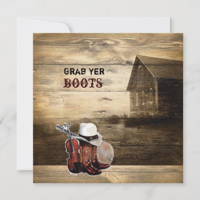 Invitación Boda de la fábrica de madera rústica (Anverso)