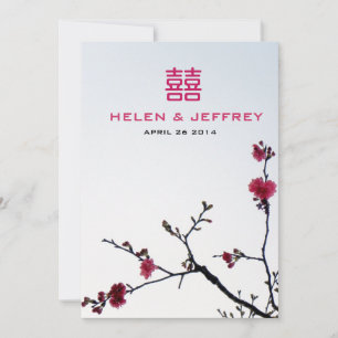 Invitación Boda de la felicidad doble Sakura de primavera