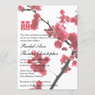 Invitación Boda de la felicidad doble Sakura de primavera