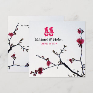 Invitación Boda de la felicidad doble Sakura de primavera