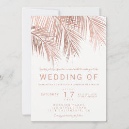 Invitación Boda de la flauta rosa de oro tropical palmera