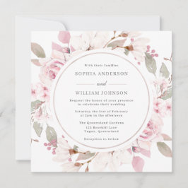 Invitación Boda de la flor de color de agua Rosa de Rubor Dus