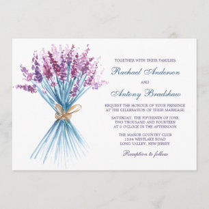 Invitación Boda de la flor de la lavanda de la acuarela