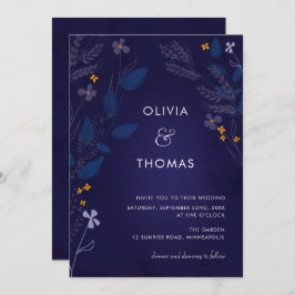 Invitación Boda de la Flora de Ilustracion de miel índigo cap