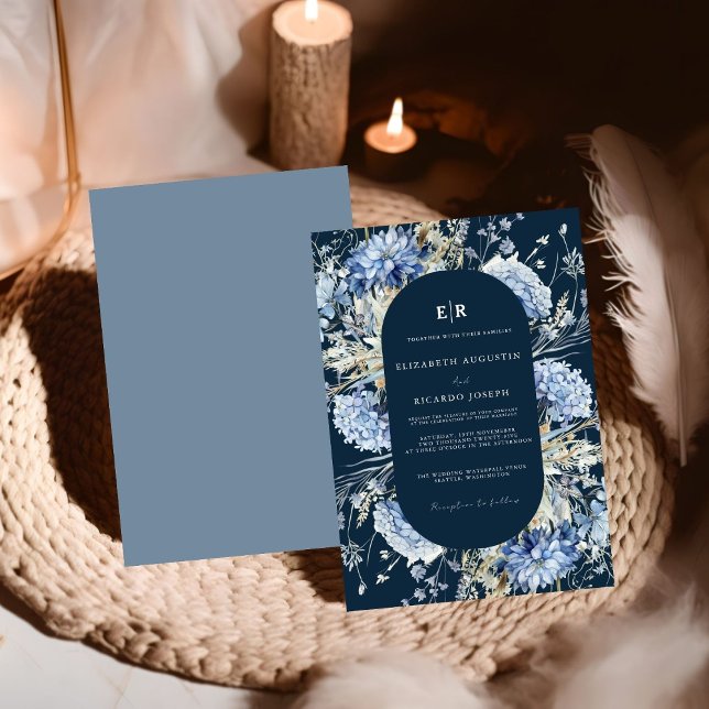Invitación Boda de la floración azul de la marea negra (Subido por el creador)