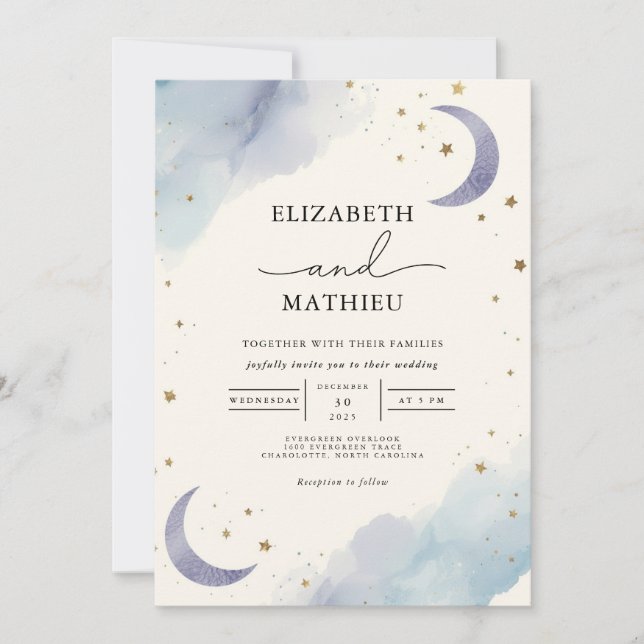 Invitación Boda de la floración de los sueños celestes (Anverso)