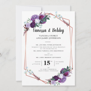 Invitación Boda de la floración púrpura