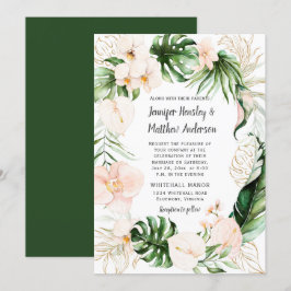 Invitación Boda de la floración tropical floral rosada de Rub