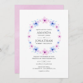 Invitación Boda de la floral rosa y azul pastel