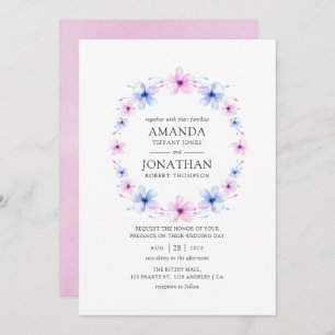Invitación Boda de la floral rosa y azul pastel