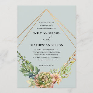 INVITACIÓN BODA DE LA FOLICÍA DE CACTI DE GRAY GOLD DESERT SU