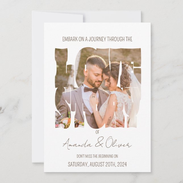Invitación Boda de la foto de la historia de amor (Anverso)