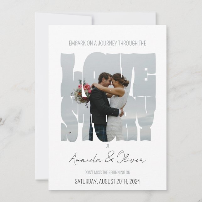 Invitación Boda de la foto de la historia de amor (Anverso)