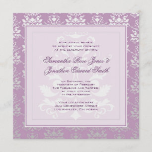 Invitación Boda de la foto del damasco de la violeta africana