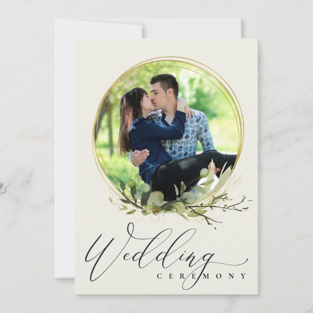 INVITACIÓN BODA DE LA FOTOGRAFÍA DE LEAFY FOLIAGE WATERCOLOR (Anverso)