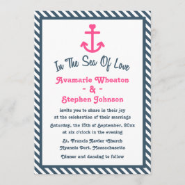 Invitación Boda de la franja azul de la Marina Náutica Rosa