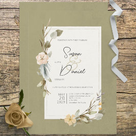 Invitación Boda de la franja del marco floral del Boho seco