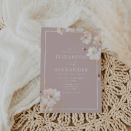 Invitación Boda de la frontera blanca encantado de flores sil
