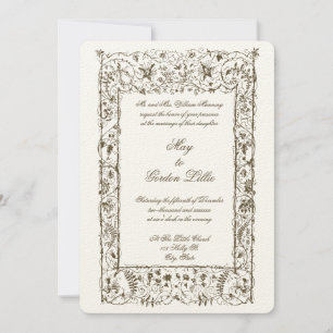 Invitación Boda de la Frontera Botánica de la Era de Victoria