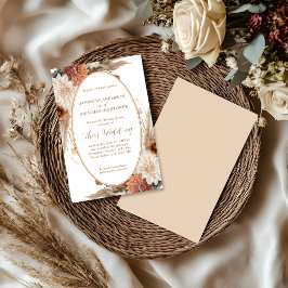 Invitación Boda de la frontera de Boho Floral Oval de otoño |