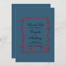 Invitación Boda De La Frontera De Flores Rojas De La Marina S