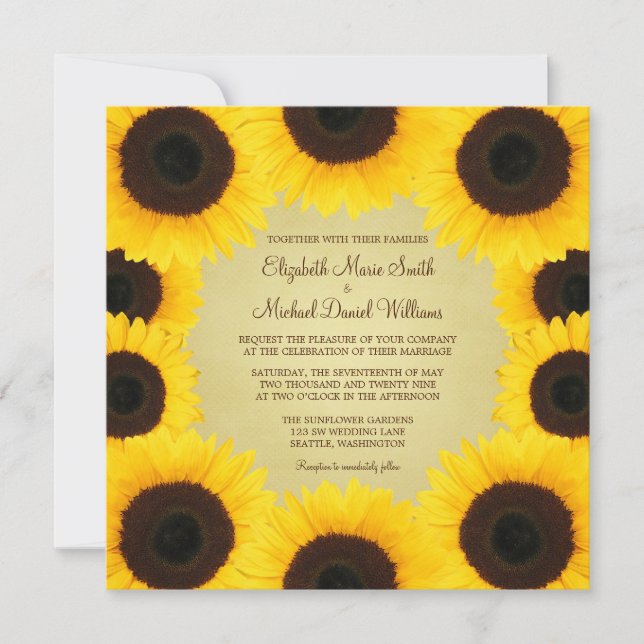Invitación Boda de la frontera del girasol (Anverso)