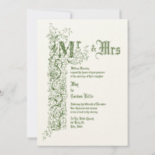 Invitación Boda de la frontera floral de la época victoriana 