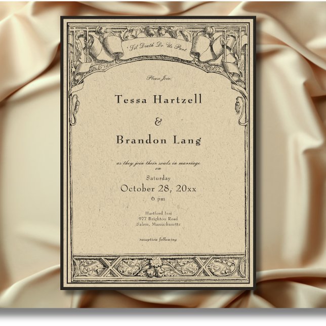 Invitación Boda de la frontera gótica del arco medieval vinta (Subido por el creador)
