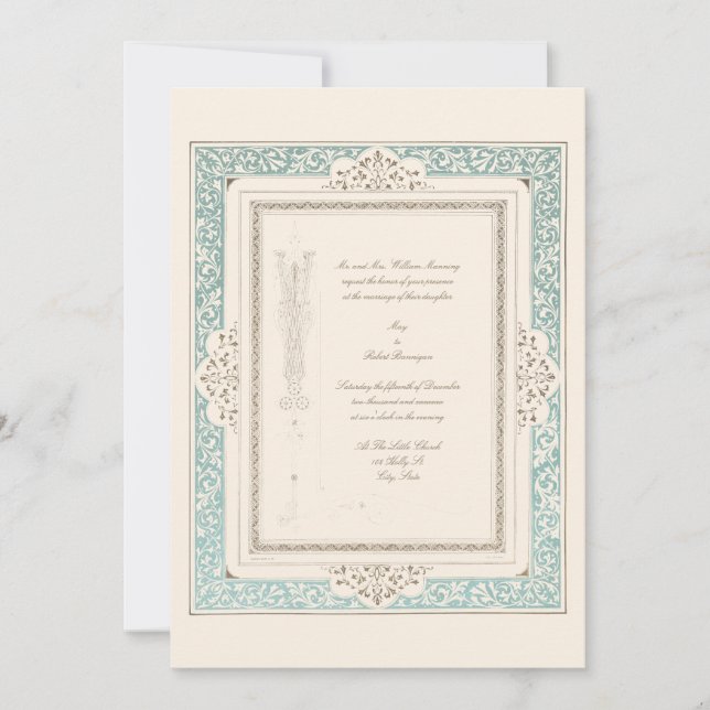 Invitación Boda de la frontera Walter Crane de la era victori (Anverso)