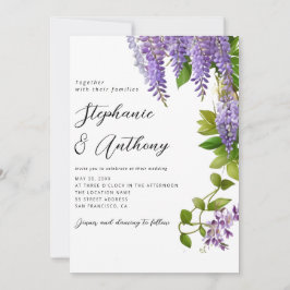 Invitación Boda de la glicinia morada colgante botánica
