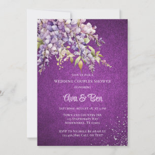 Invitación Boda de la glicinia púrpura ducha Purpurina