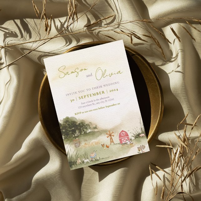 Invitación Boda de la granja de ilustraciones Watercolor Barn (Subido por el creador)