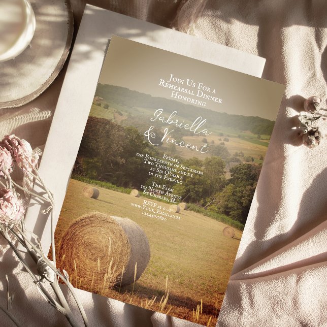 Invitación Boda de la granja Hay Bales de heno redonda Cena (Subido por el creador)